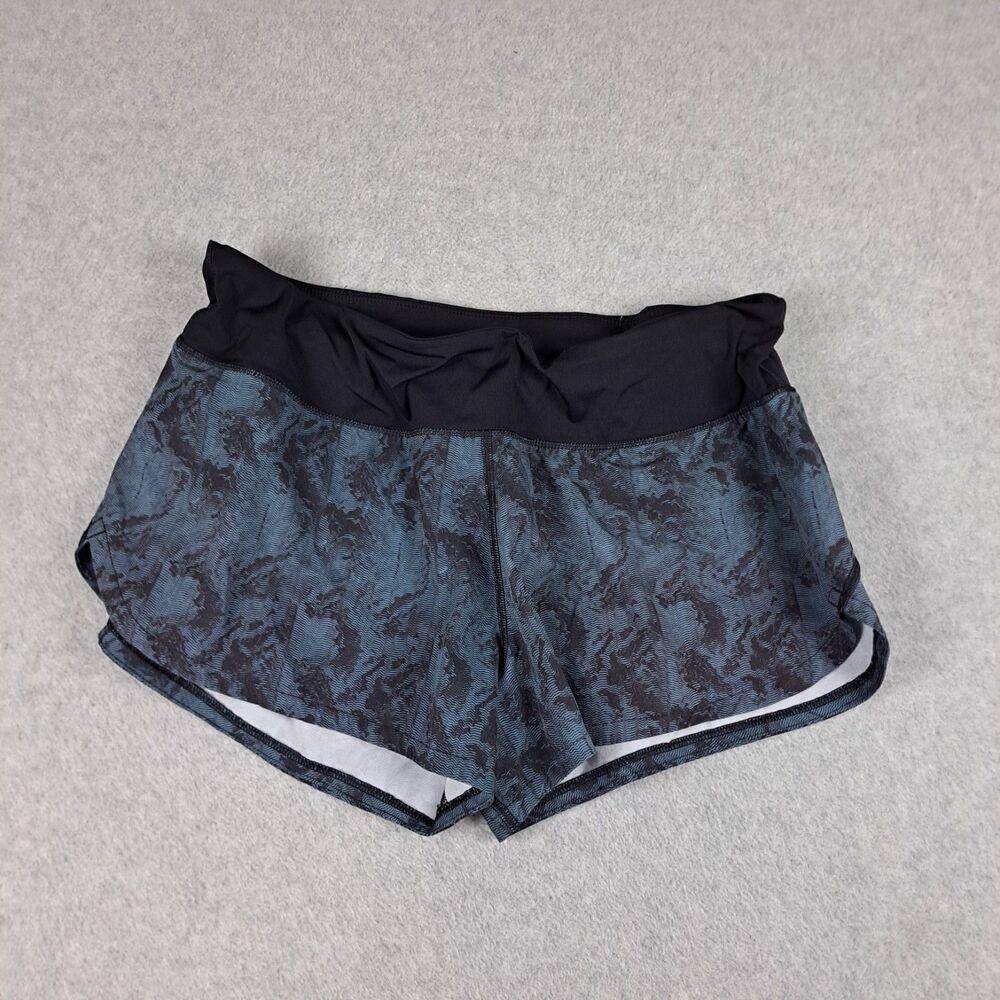 Vuori Shorts Womens L/XL Blue Black Lined Running Athletic